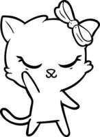 cute cartoon cat with bow vector