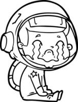 cartoon crying astronaut vector