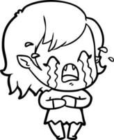 cartoon crying vampire girl vector