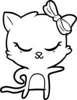 cute cartoon cat with bow vector