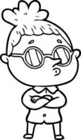 cartoon woman wearing glasses vector