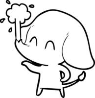 cute cartoon elephant spouting water vector