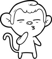 cartoon suspicious monkey vector