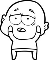 cartoon tired bald man vector