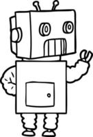 cartoon line drawing robot vector