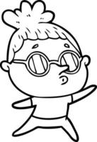 cartoon woman wearing glasses vector