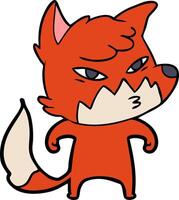 clever cartoon fox vector