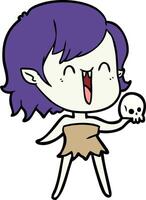 cute cartoon happy vampire girl vector