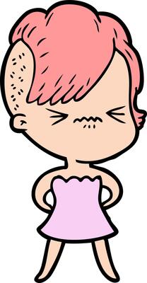 cartoon annoyed hipster girl