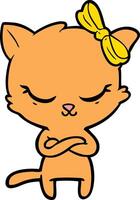 cute cartoon cat with bow vector