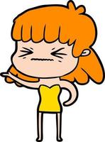 cartoon angry girl vector