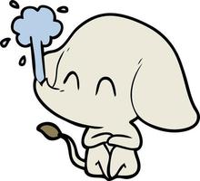 cute cartoon elephant spouting water vector