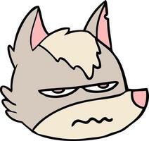 cartoon annoyed wolf face vector