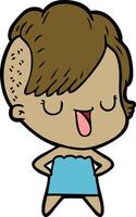 cute cartoon girl with hipster haircut vector