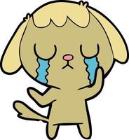 cute cartoon dog crying vector