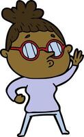 cartoon woman wearing glasses vector