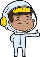 astronauta de dibujos animados feliz vector