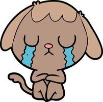 cute cartoon dog crying vector