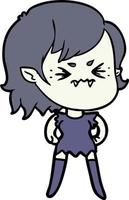 annoyed cartoon vampire girl vector