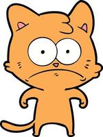 cartoon nervous cat vector