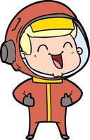 astronauta de dibujos animados feliz vector