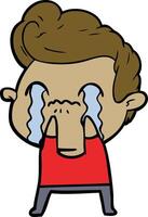 cartoon man crying vector