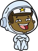 cartoon laughing astronaut vector