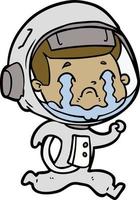 astronauta llorando de dibujos animados vector