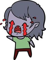 cartoon crying vampire girl vector