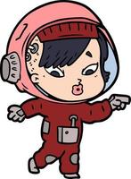 cartoon astronaut woman vector