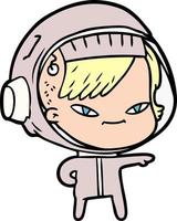 cartoon astronaut woman vector