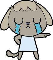 cute cartoon dog crying vector