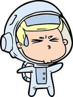 astronauta estresado de dibujos animados vector