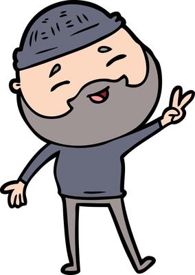 cartoon happy bearded man