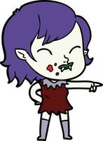 cartoon vampire girl with blood on cheek vector