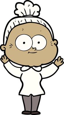 cartoon happy old woman
