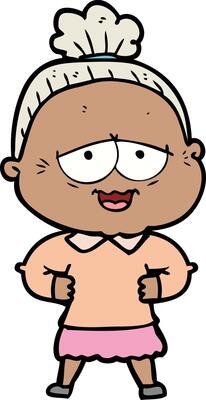 cartoon happy old lady