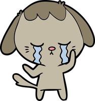 cute puppy crying cartoon vector