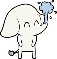 cute cartoon elephant spouting water vector