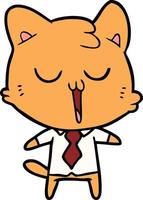 cartoon cat in shirt and tie vector