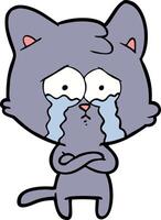 cartoon crying cat vector