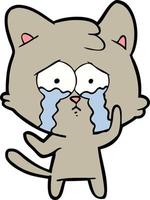 cartoon crying cat vector