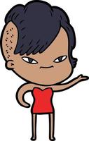 cute cartoon girl with hipster haircut vector