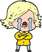 cartoon woman crying vector