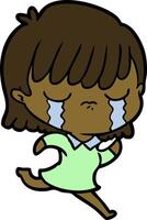 cartoon woman crying vector