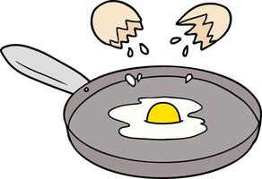 cartoon pan frying egg vector