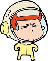 astronauta estresado de dibujos animados vector
