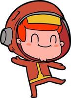 happy cartoon astronaut man vector