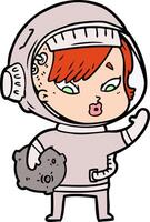 cartoon astronaut woman vector