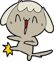 cartoon laughing dog kicking vector